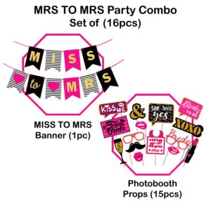 Miss to Mrs Banner Bunting, Decoration and Photo Prop ( Pack of 16)