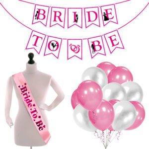Bride to Be Banner with Bride to Be Sash and Metallic Balloons (Pack of 27)