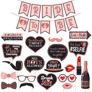 Bridal Shower Party Supplies & Bride to Be Decoration Banner and Photo Booth Props (Set of 21)