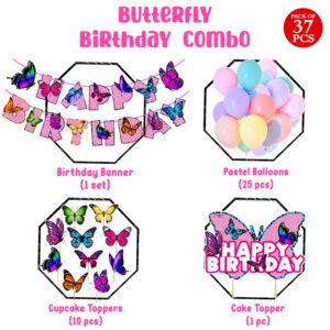 Butterfly Party Decoration Set Butterflies Theme Pack of 37 (Copy)