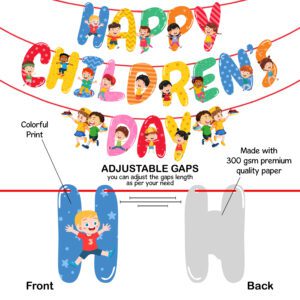 Happy Childrens Day Glitter Banner Children Day Party Garland Bunting Sign Children Day Theme Party Decorations Set of 1