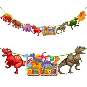 Dinosaur Bunting Flag Garland for Kids Birthday Favors Supplies