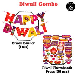 Happy Diwali Party Photo Booth Props And Banner