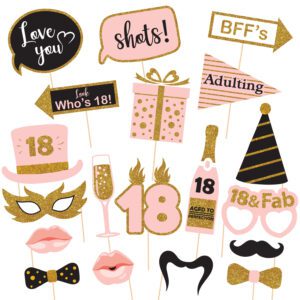 Fully Assembled 18th Birthday Photo Booth Props – Set of 19