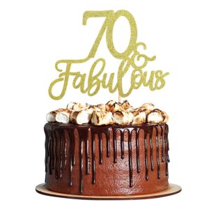 Gold Glitter 70 & Fabulous Cake Toppers Seventy 70th Birthday