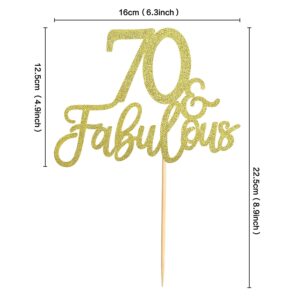 Gold Glitter 70 & Fabulous Cake Toppers Seventy 70th Birthday