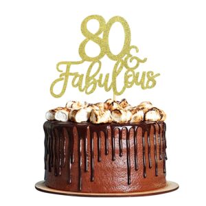 Gold Glitter 80 & Fabulous Cake Topper