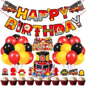Fireman Combo Decorations, Banner,Cake Topper,Cup Cake Topper,Balloon