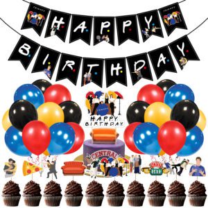 Friend Party Decorations Include Happy Birthday Banners, Friend Banner, Latex Balloons, Cake Topper Friend Cup Cake Topper (PACK OF 37)