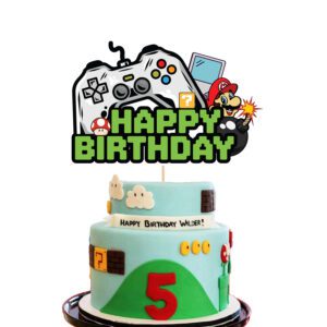Video Game Cake Topper Gamer Themed Happy Birthday Cake Decoration