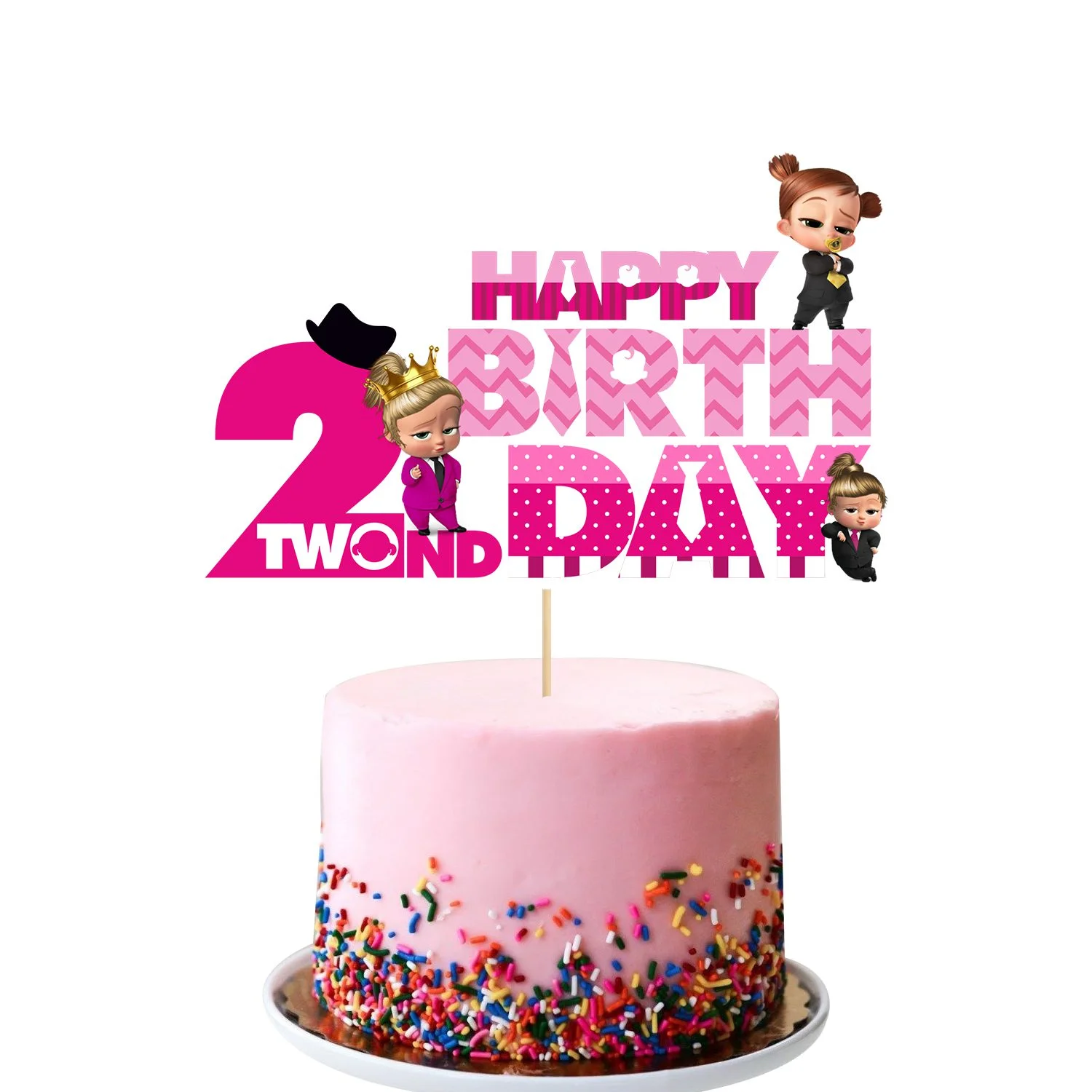 Boss Girl Cake Toppers - Pink & Black Birthday Decor Set For Girls, Baby Showers, Gender Reveal - View #6