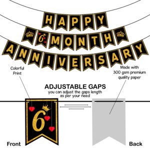 Happy 6 Month Anniversary Banner Gold Sign Banner (Pack of 1)