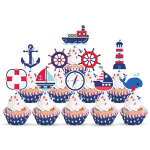 Nautical Cupcake Toppers Anchor Rudder Whale (Pack of 1)