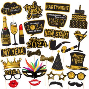 New Years Eve Photo Booth Props-2024 Photo Booth Props, PACK OF 28