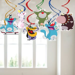 Oggy & The Cockroaches Hanging Swirls Ceiling Decorations (Pack of 6)