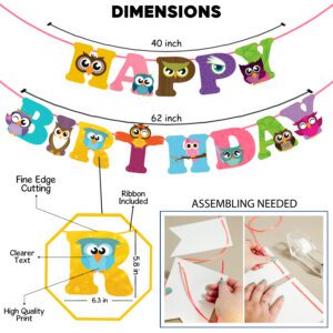 Colorful Owl Happy Birthday Banner