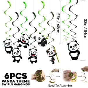 Panda Hanging Swirl Decorations 6 pcs