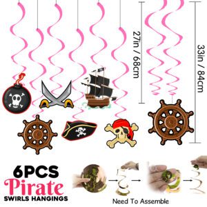 Pirate Party Hanging Swirls (Pack of 6)