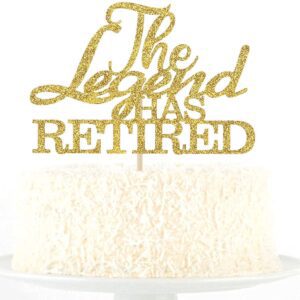 Gold Glitter The Legend has Retired Cake Topper (Pack of 1)