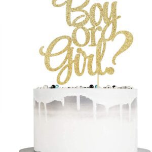 Boy or Girl Cake Topper – Gold Glitter Baby Shower Party Decorations