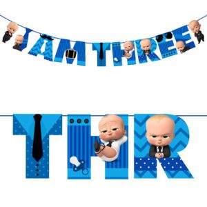 Boss Baby I Am THREE Banner | Kids Boss Baby Themed Party Supplies … Banner