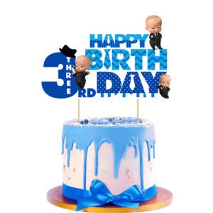 Three Birthday Cake Topper Happy Birthday Party Decoration
