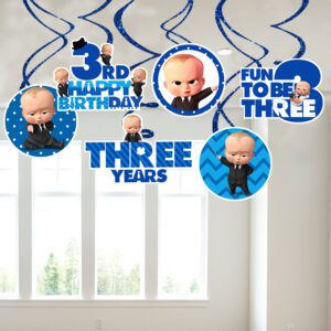 Boss Baby Hanging Swirls Ceiling 3rd Birthday Decorations Pack of 6