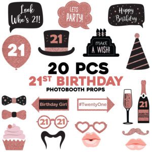 21st Birthday Photo Booth Props,21st Birthday Party Decoration 20PCS