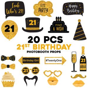 21st Birthday Photo Booth Party Props – 20 Pieces