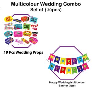 Mehandi Props and 1 Set Happy Wedding Banner for Photoshoot (Pack of 20)