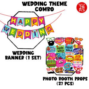 27 Mehandi Props and 1 Set Happy Wedding Banner for Photoshoot ( Pack of 28)