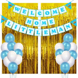Baby Boy Welcome Home Decoration Kit Banner with Balloons for Baby Shower (Pack of 28)