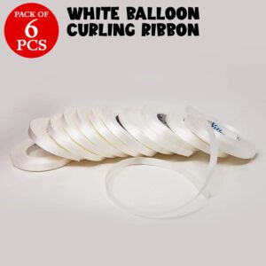 Curling Ribbons for Balloons Party Decoration 5 Meters  6 Pcs (White)