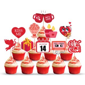 Valentines Day Cake Toppers and Valentines Day Cupcake Liners Pack of 10
