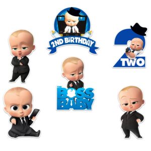 Boss Baby 2nd Birthday Cardstock Cutout with Glue Dot for Kids Theme for Baby Shower 2nd Birthday Decorations pack of 8