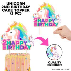 Unicorn 2nd Birthday Cake Topper Decorations for Girls  Pack of 1