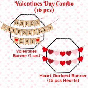 Valentine’s Day Banners Felt Heart Garland Banner  Pack of 16