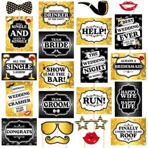 Wedding Photo Booth Props  One-Sided Photobooth Signs – Backdrop Supplies Accessories Kit Pack of 22