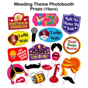 Wedding Party Props,Wedding Ceremony Party Props, Suitable Props for Wedding Theme Party Photo Booth Props Pack of 19