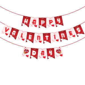 Happy Valentine’s Day Banner Romantic for Women Girls Valentine’s Day Set of 1