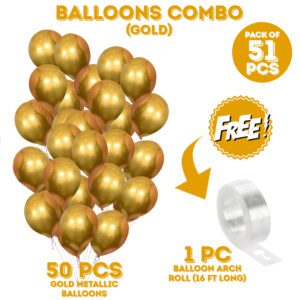 Mettalic Balloon Garland Arch Kit 10 inch Party Balloons Gold Pack of 51