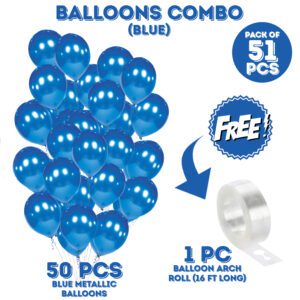 51 Mettalic Balloon Garland Arch Kit 10 inch Party Balloons (Blue)