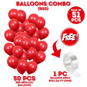 Mettalic Balloon Garland Arch Kit 10 inch Party Balloons Red pack of 51