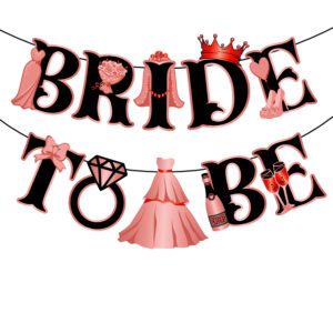 Bride to Be Banner for Bridal Shower Decorations Garland Engagement Bachelorette Party Supplies Wedding Photo Booth Prop (Rose Gold) set of 1