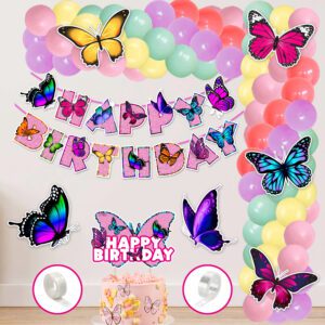 Butterfly Theme Balloon arc decoration,Butterfly Theme Birthday  (Pack of 60)