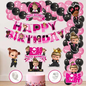 Girl Boss Baby Theme Balloon arc decoration,Girl Boss Baby Birthday (Pack of 60)