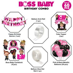 Girl Boss Baby Theme Balloon arc decoration,Girl Boss Baby Birthday (Pack of 60)