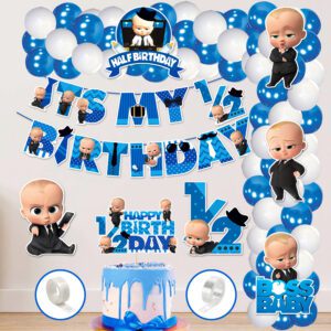 Half Birthday Boss Baby Theme Balloon arc decoration,Boss Baby Theme  (Pack of 60)