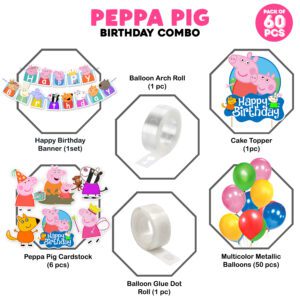 Peppa Pig Theme Balloon arc decoration,Pig Theme Birthday (Pack of 60)