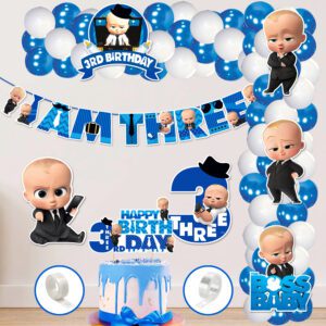 3rd Birthday Boss Baby Theme Balloon arc decoration,Boss Baby Theme  (Pack of 60)